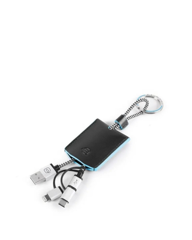Portachiavi in pelle con cavo USB Blue Square Piquadro