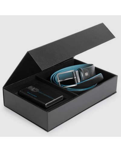 Cofanetto Regalo Coordinato Uomo Cintura e Portacarte Piquadro