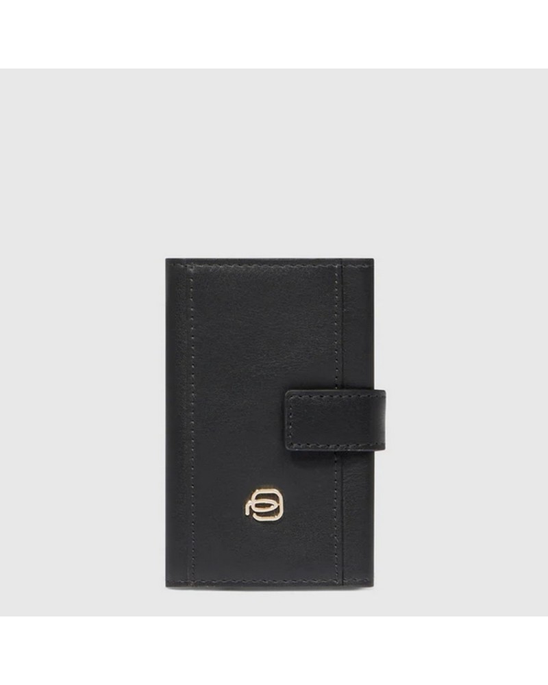 Portacarte in pelle e metallo Piquadro