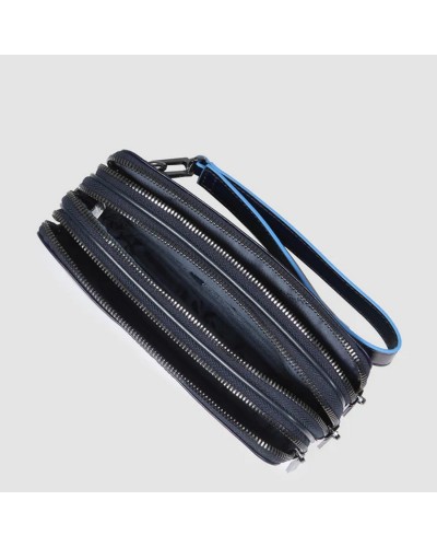 Pochette Uomo 3 Cerniere Blue Square Piquadro