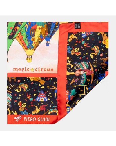 Foulard Donna Seta 88x88 cm Mongolfiere Portafoglio Magic Circus Piero Guidi