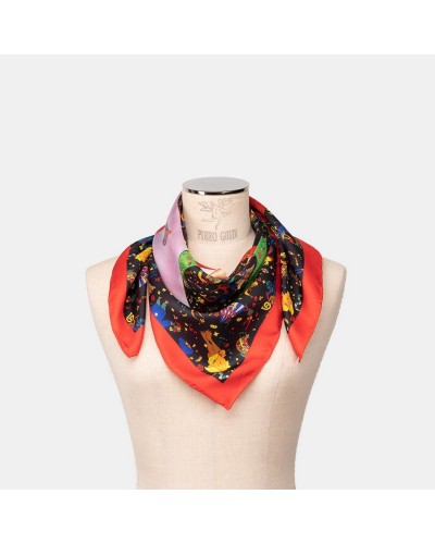 Foulard Donna Seta 88x88 cm Mongolfiere Portafoglio Magic Circus Piero Guidi