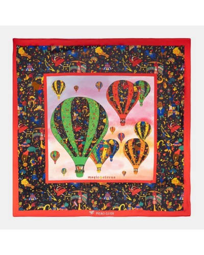 Foulard Donna Seta 88x88 cm Mongolfiere Portafoglio Magic Circus Piero Guidi