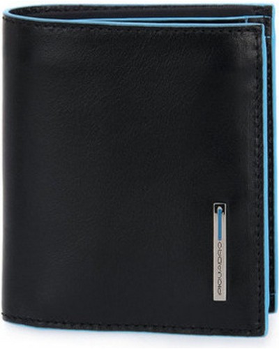 Portafogli Uomo Blu Square Verticale in Pelle con Porta Monete, Portacarte di Credito e Protezione RFID Piquadro