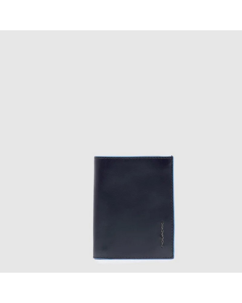 Portafogli Uomo Blue Square Verticale in Pelle con Portamonete, Portacarte di Credito e due Volantini Porta Documenti, Schermat