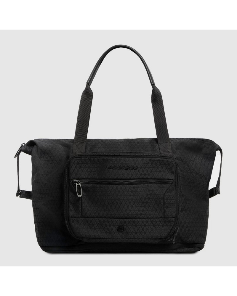 Borsa da viaggio pieghevole in tessuto riciclato con tasca per Piquadro Smart Tracker, espandibile Piquadro