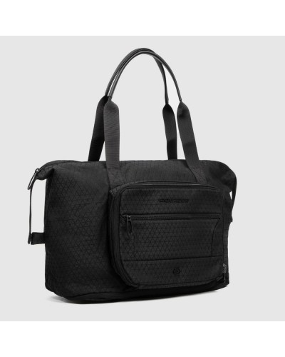 Borsa da viaggio pieghevole in tessuto riciclato con tasca per Piquadro Smart Tracker, espandibile Piquadro