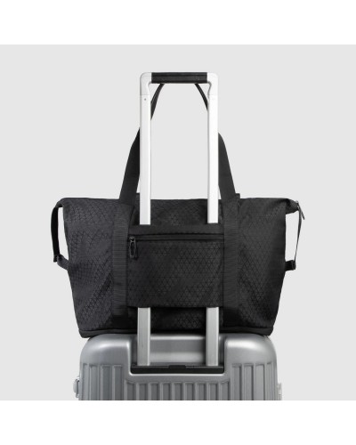 Borsa da viaggio pieghevole in tessuto riciclato con tasca per Piquadro Smart Tracker, espandibile Piquadro