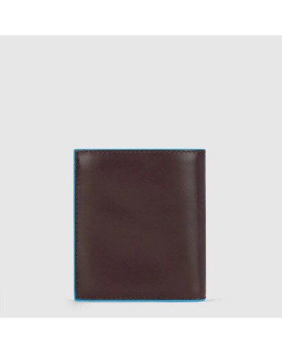 Portafogli Uomo Blu Square Verticale in Pelle con Porta Monete, Portacarte di Credito e Protezione RFID Piquadro