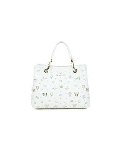 Borsa a Mano con Tracolla e Pochette Removibile Donna Beth Strass Braccialini - 001 Bianco