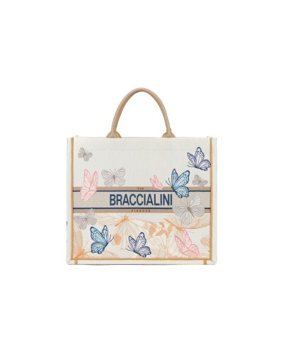 Borsa a Mano con Pochette Queen Braccialini - 3293 Beige Butterfly