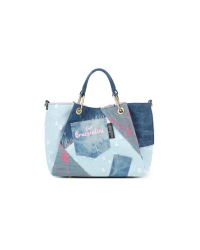 Borsa a Mano con Tracolla e Pochette Removibile Amy Jeans Braccialini