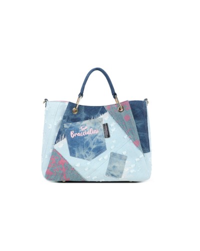 Borsa a Mano con Tracolla e Pochette Removibile Amy Jeans Braccialini