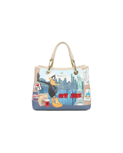 Borsa a Mano con Tracolla Donna Cartoline New York Looney Tunes Braccialini