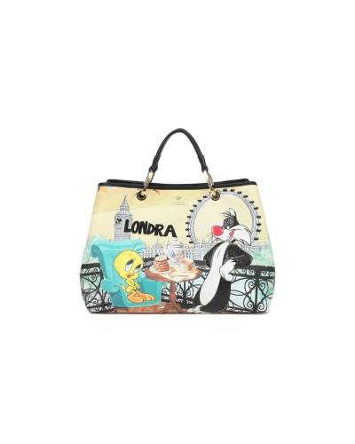 Borsa a Mano con Tracolla Donna Cartoline Londra Looney Tunes Braccialini