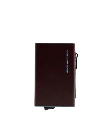 Portacard Sliding Sistem con Portabanconote e Portamonete Blue Square Piquadro - Mogano