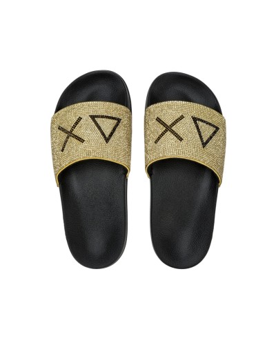 Scarpa Donna Slippers Strass Logo Sun 68 - 1143 Nero-Oro