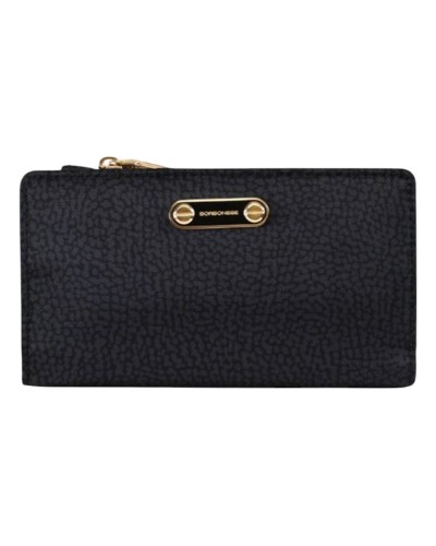 Portafoglio con Patta e Portamonete Medium Donna B-Club Borbonese - Dark Black Y66