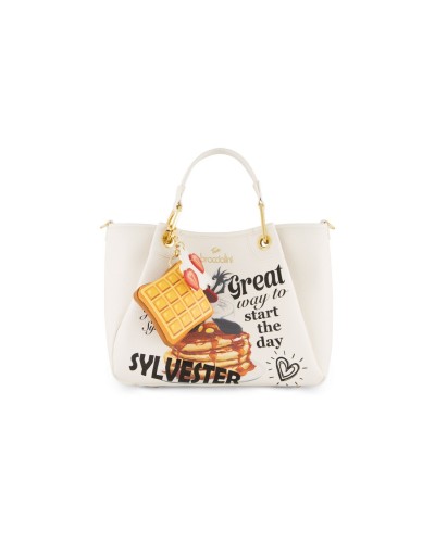 Borsa a Mano con Tracolla Donna Amy Looney Tones Braccialini - Bianco 001