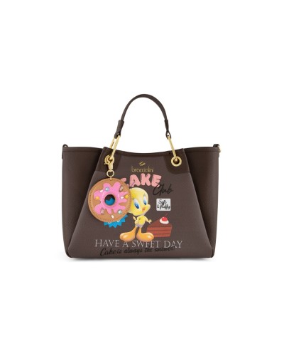 Borsa a Mano con Tracolla Donna Amy Looney Tones Braccialini - Cioccolato 3009