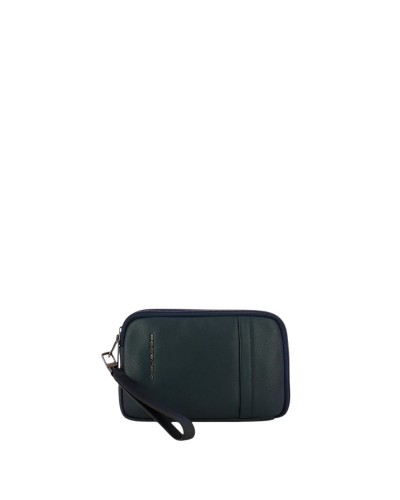 Pochette 2 Comparti e Manico Removibile Uomo in Pelle Piquadro - Blu