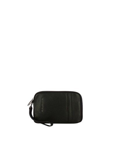 Pochette 2 Comparti e Manico Removibile Uomo in Pelle Piquadro - Nero