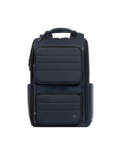 Zaino Uomo Porta PC 14 " in Pelle e Tessuto - Blu