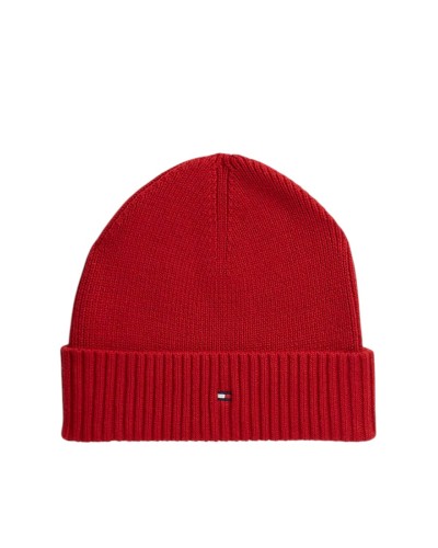 Cappello Unisex TH Flag Pima Cotton Beanie Tommy Hilfiger - Rosso XLD
