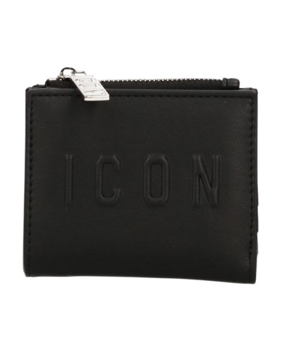 Portafoglio con Patta e Portamonete Mini Velvet Icon - Nero